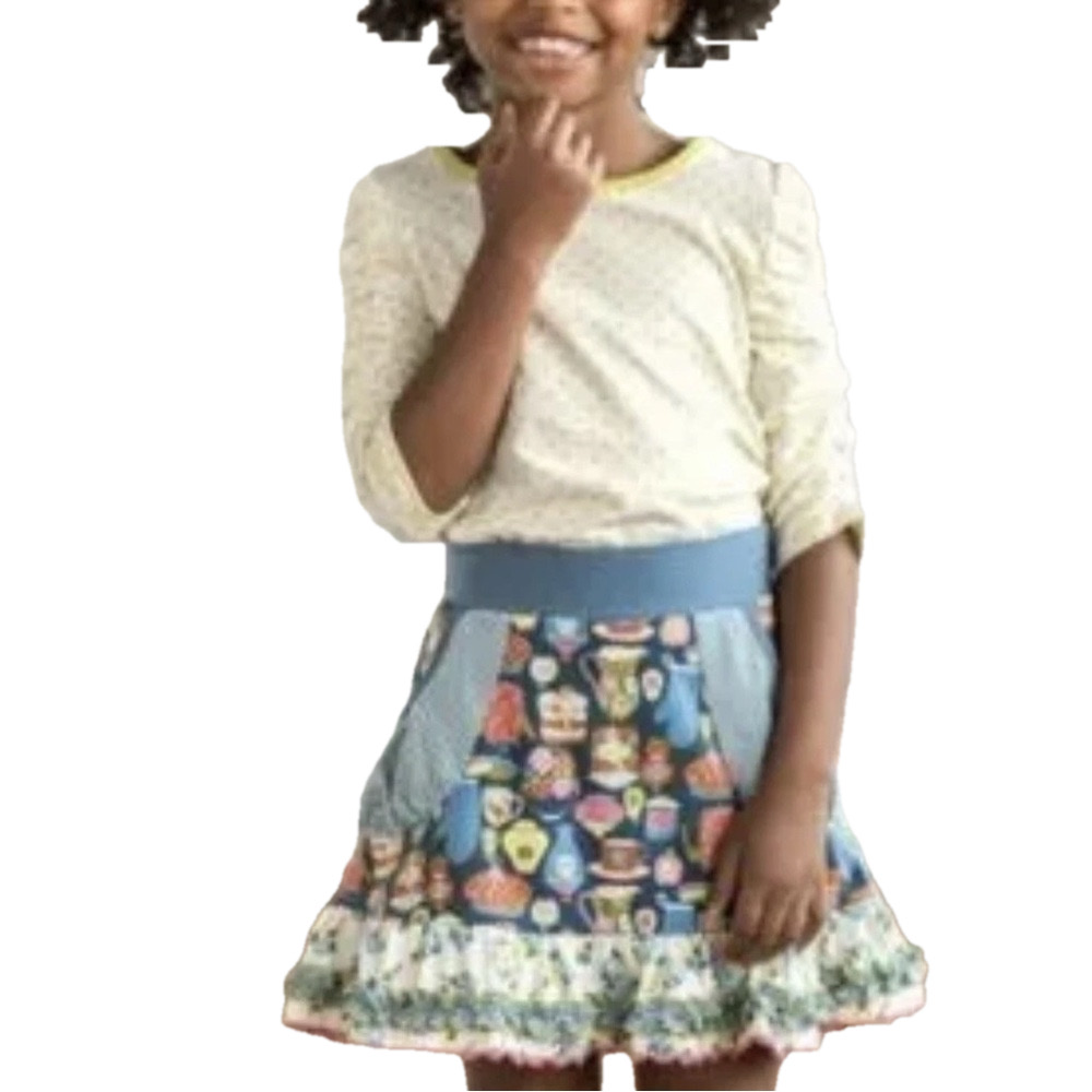 Matilda Jane blue colorful girls skirt size 8 GUC..